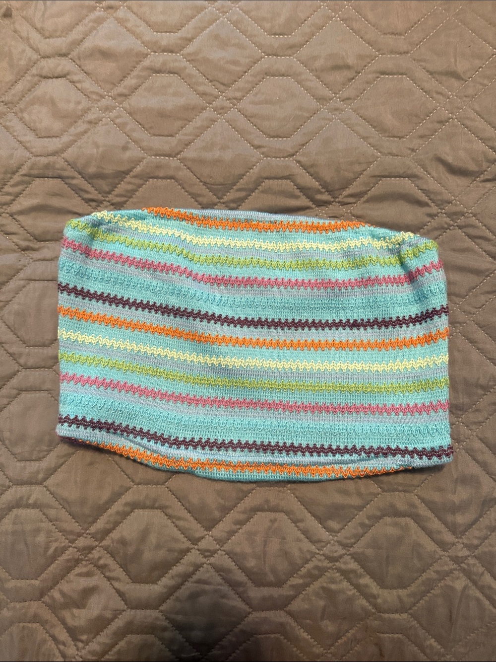 Striped Knit Tube Top - Aqua Multi